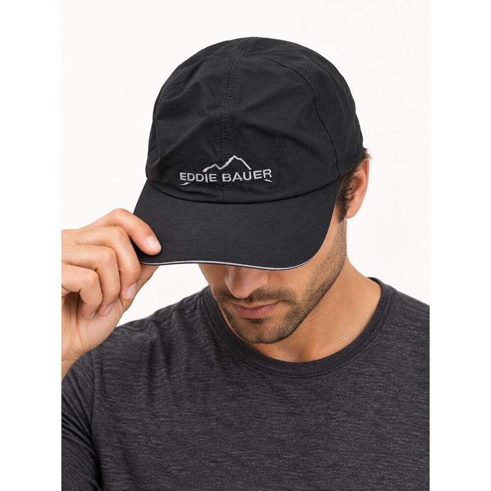 Eddie Bauer WeatherEdge Black Nylon Performance Cap Hat One Size Gorpcore Hiking